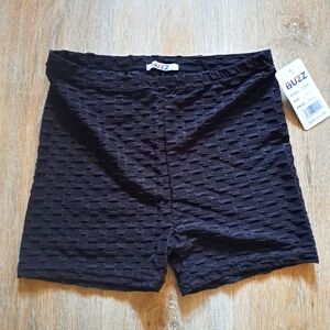 BUZZ Black Ribbed Sporty Shorts Tight Fit Light Stretch Women's Size Large